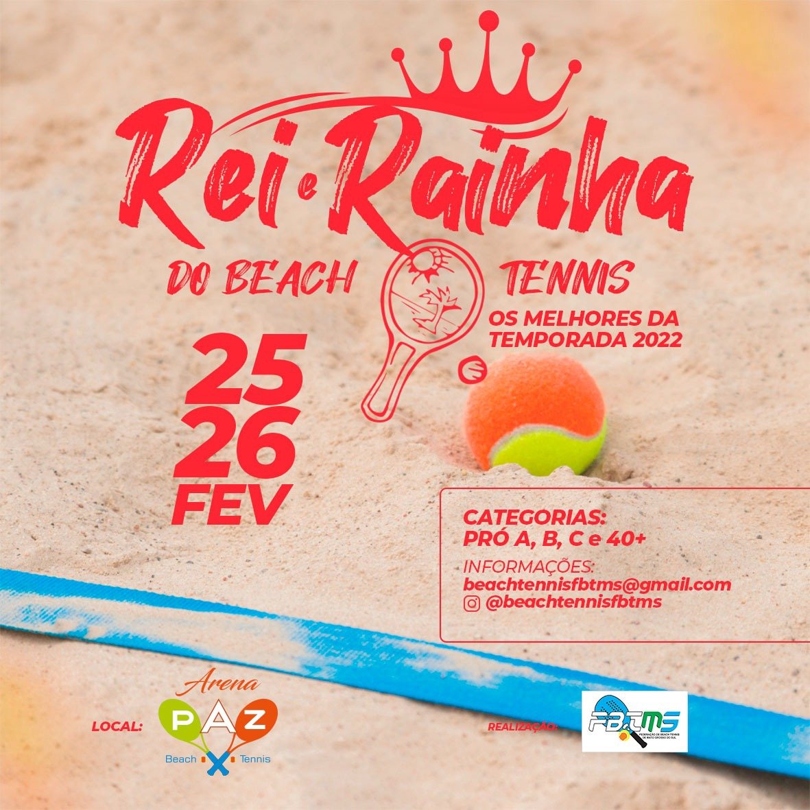 Rei e Rainha será a próxima atração do beach tennis em MS