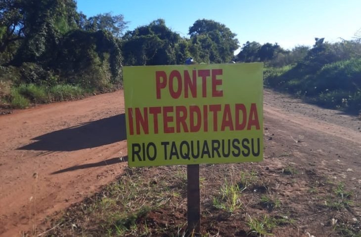 Atenção: ponte interditada na MS-347, entre Nioaque e Dois Irmãos do Buriti